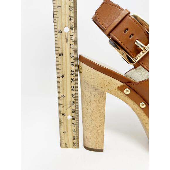 MICHAEL Michael Kors Beatrice Brown Platform Slingback Clog Heels SZ 8 - Picture 12 of 15